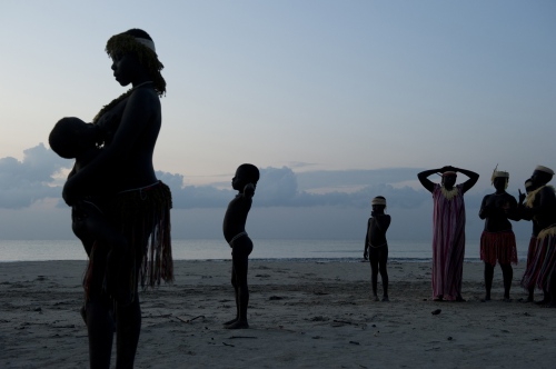 ART PRINTS SHOP - India. Andaman Islands. The Jarawa Chronicles. Families gathered to the beach to sing and dance together