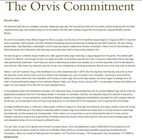 Press - Biscuit -- Representing the Orvis Commitment, 2012