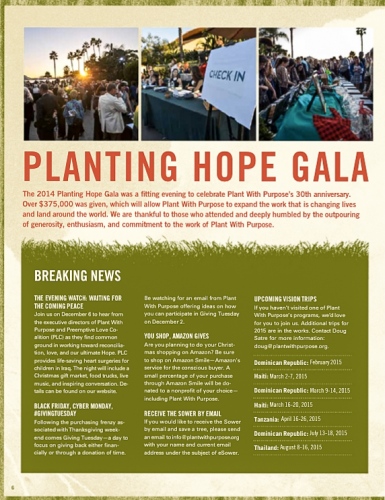 Tearsheets - Photos from the Planting Hope Gala, 2014 for Plant With Purpose.