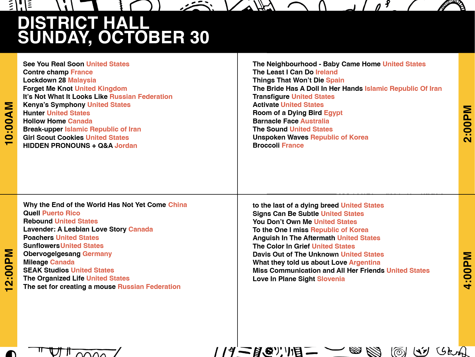 2022 Screening Schedule