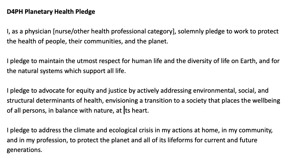   Doctors for Planetary Health Pledge Adaptation...