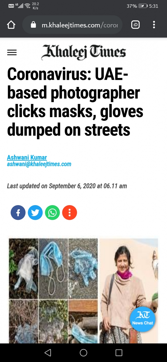 Tearsheets - https://www.khaleejtimes.com/coronavirus-pandemic/coronavirus-uae-based-photographer-clicks-masks-gloves-dumped-on-streets-