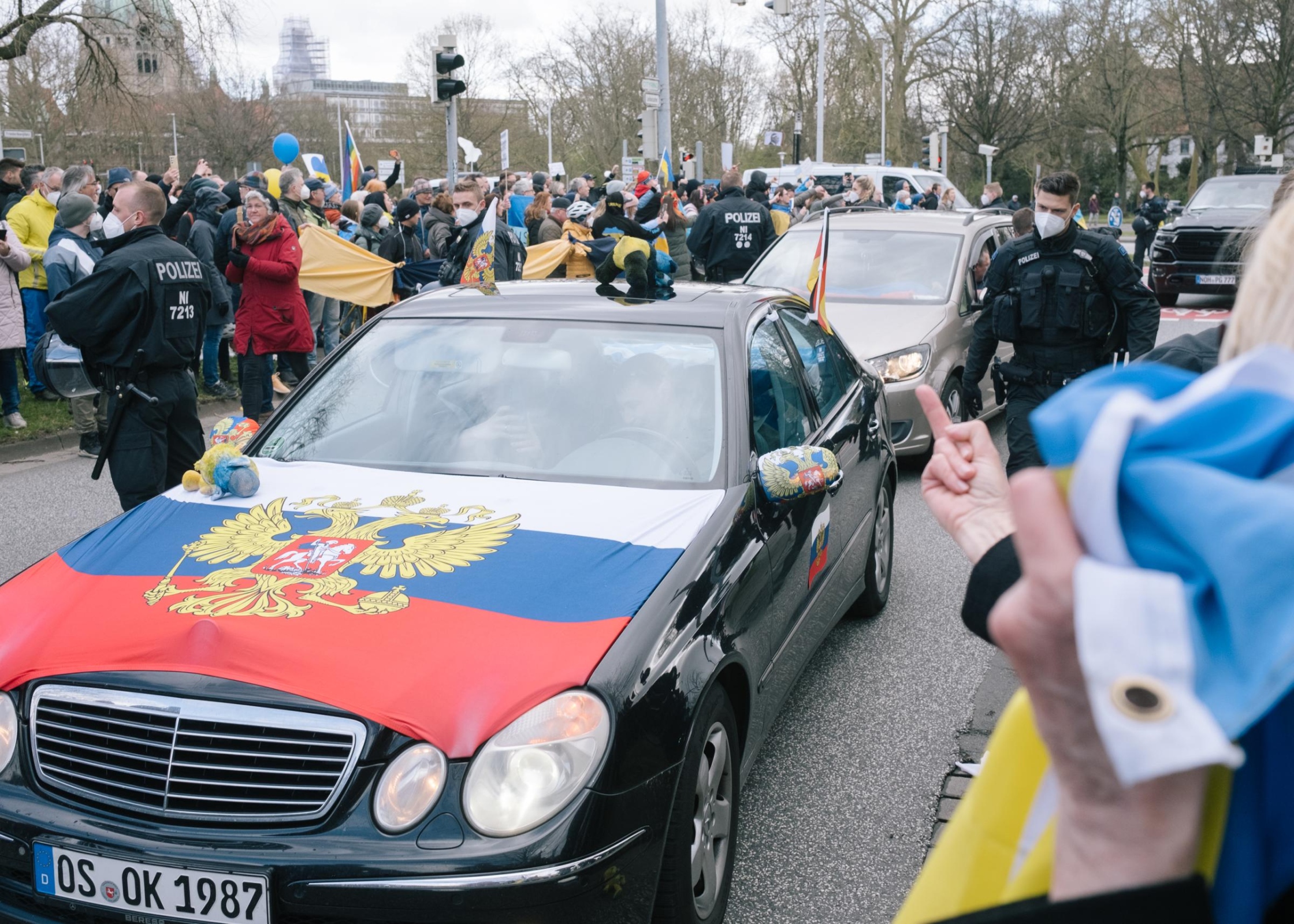 Protest & Events - Russian Motorcade in Hanover Blocked