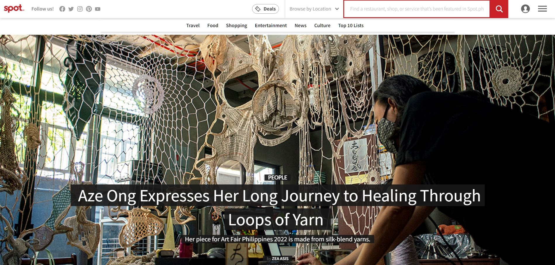 Tearsheets - Spot.PH: Aze Ong Expresses Her Long Journey to Healing Through Loops of Yarn