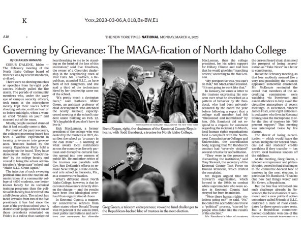 Editorials - The MAGA-fication of North Idaho College