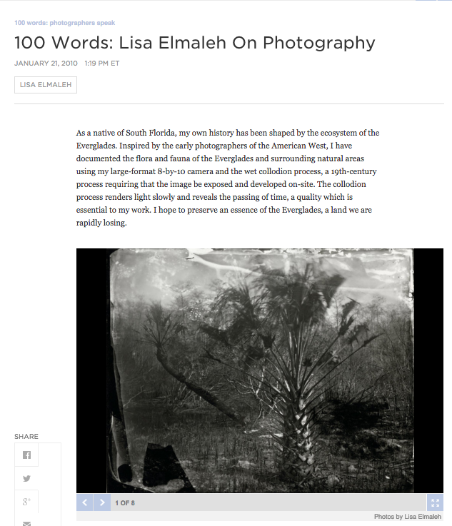 Publications - NPR Picture Show Blog - 100 Words: Lisa Elmaleh On Photography - January 2010