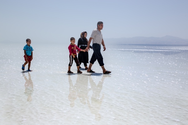 PRINT SHOP - WALKING IN URMIA SALT LAKE OF IRAN